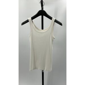 Quince Womens Organic Cotton Micro-Rib Scoop Neck Tank White XS